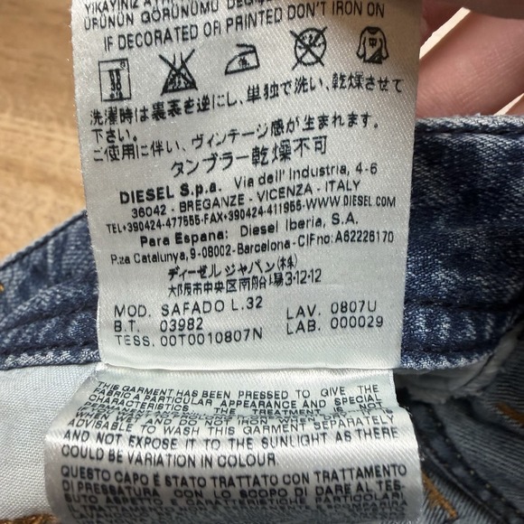 Diesel Safado Jeans Men 32x34 Blue Slim Straight Cotton Designer 0807U (Tag30) - Picture 9 of 15